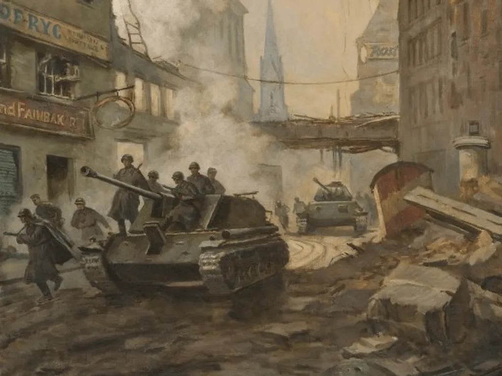 Владимир Богаткин. У Бранденбургских ворот 2 мая 1945 года (фрагмент). 1952. Государственный исторический музей, Москва